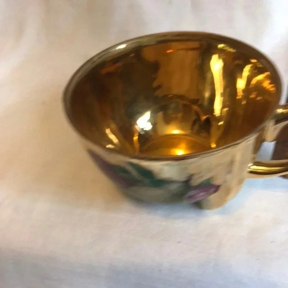 Vintage Made in Japan Hand Fruity Painting Teacup No Plate Golden Art Decor - Picture 6 of 8